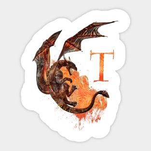 Drachen Buchstabe T Sticker